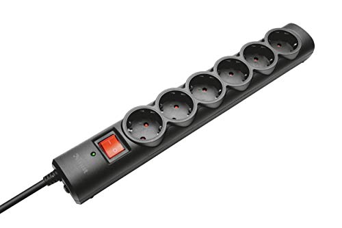 Trust 21056 - Ciabatta Con 6 Prese, Con Protezione Contro La Sovratensione, Colore: Nero