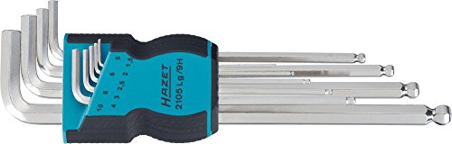 Hazet 2105Lg/9H Serie Di Chiavi Sferopoliedriche Maschio Esagonali, Multicolore