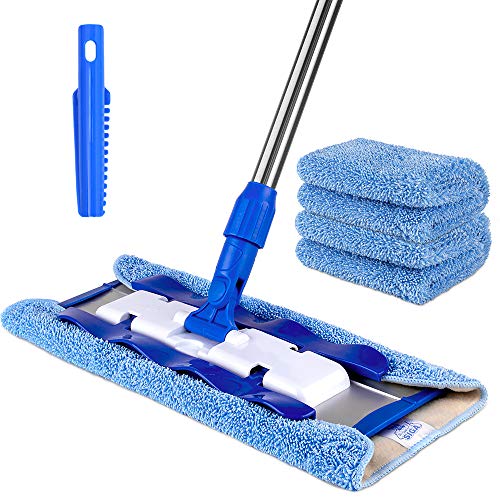 Mr.Siga Professionale Mop In Microfibra Con Maniglia In Acciaio Inossidabile Per Pavimento Di Lengo, Marmo, Mattonella - Include 3 Pad Mop Riutilizzab