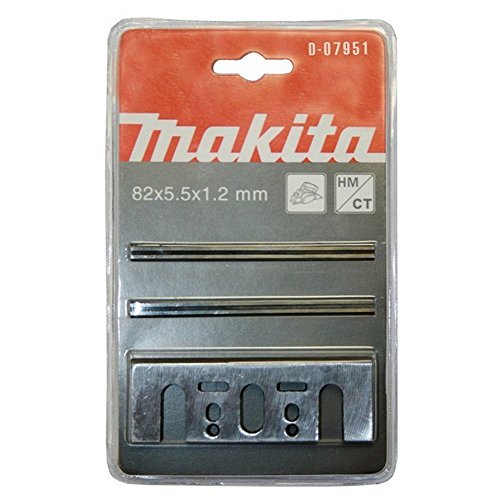 Makita D-07951 - Conjunto De 2 Mini-Cuchillas + Cuchillas Hm + Placas De 82 Mm Para Cepillos 1100 1923B Kp0800 Kp0810/C