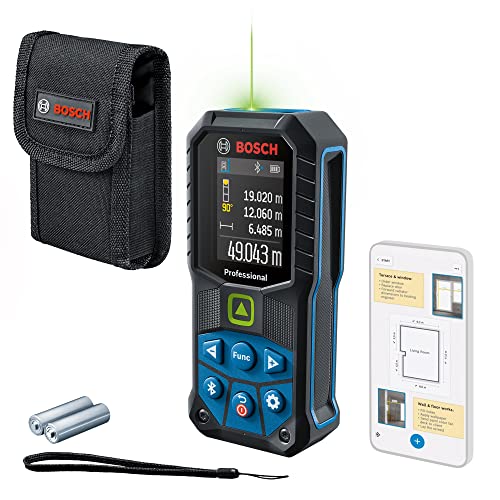 Bosch Professional Distanziometro Laser Glm 50-27 Cg (Laser Verde, Campo Di Misura: Fino A 50M, Robusto, Ip65, Trasferimento Dati Tramite Bluetooth, 2