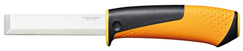 Fiskars Coltello Da Carpentiere, Include Fodero Con Affilalama, Lunghezza Totale: 22,4 Cm, Nero/Arancione/Giallo, 1023621