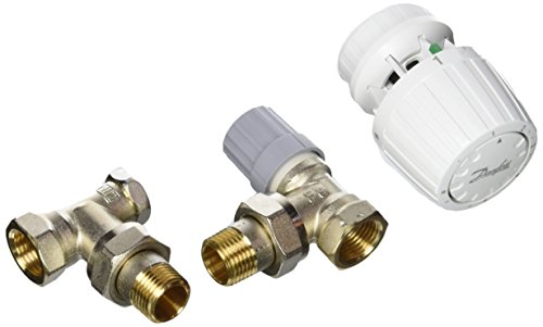 Danfoss 013G5217 - Testina Termostatica A Gas Per Rinnovo Ra2990 + Corpo Ra-Fn 1/2" Squadra + Gomito Rlv-S 15, Bianco