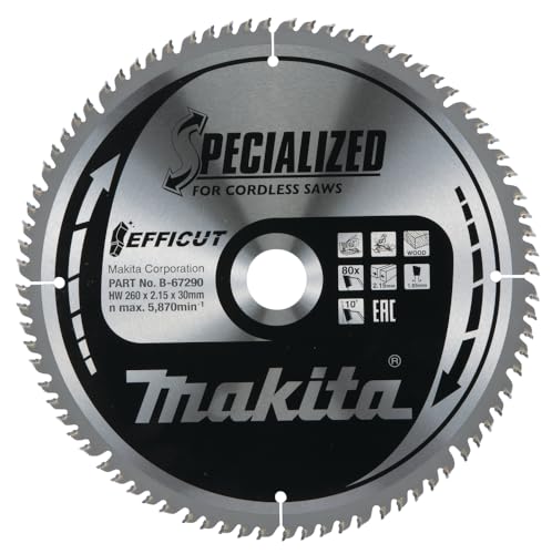Makita B-67290 Lama Efficut Tct Sega Circolare 260X30Mm • 80 Denti 2,15Mm Legno