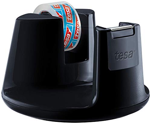 Tesa Easy Cut Dispenser Da Banco Compact - Porta Nastro Adesivo Contemporaneo, Nero Con Incluso 1 X Biadesivotrasparente, 10 M X 15 Mm