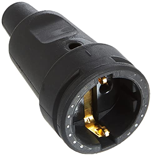 Kopp 180916009 - Innesto In Gomma Con Presa Schuko E Guaina Antipiega, Colore: Nero