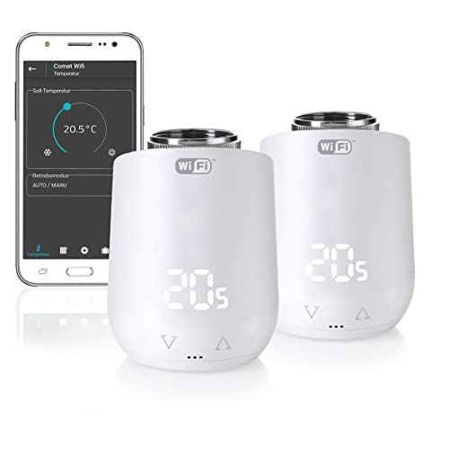 Eurotronic 700200 Comet Wifi 2021 Termostato Per Radiatori (Riscaldamento Tramite Wlan, Risparmio Di Costi, Regolazione Flessibile Della Temperatura A
