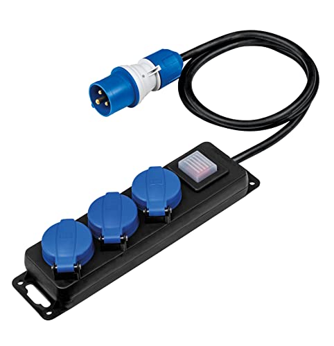 As - Schwabe Ciabatta A 3 Prese Cee Con Interruttore A 3 Poli, Presa Multipla Cee Con Cavo Da 1,5 M E Indicatore Di Tensione Powerlight, 230 V/16 A, C