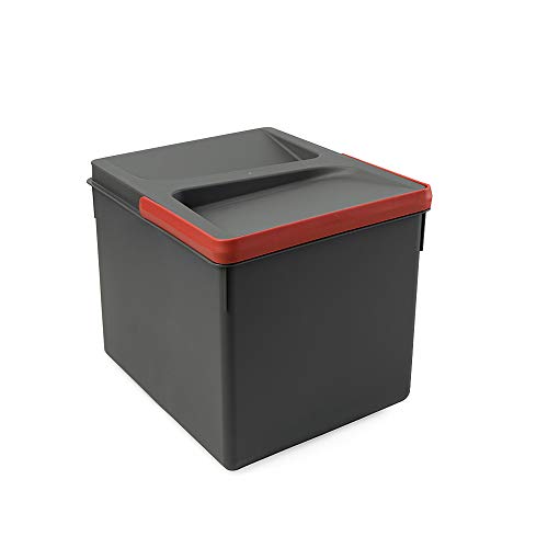 Emuca, Pattumiera Per La Raccolta Differenziata, Altezza Bidone 216Mm (8,5 Pollici) Con Capacità 12 Litri, Grigio, H 216 Mm (1 X 12 L)