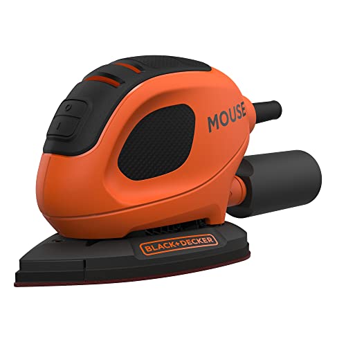 Black + Decker Bew230Bc-Qs, Nuova Levigatrice Mouse Multifunzione 55W: Impugnatura Gommata, Velocità 11.000 Giri/Min (22.000 Oscill./Min) - Dimensioni