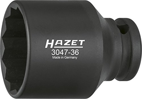 Hazet 3047-36 Inserto Chiave A Bussola Per Avvitatori Ad Impulso Doppio Esagono, Nero, Attacco Quadro, Cavo, 12.5 Mm 1/2 Di Pollice