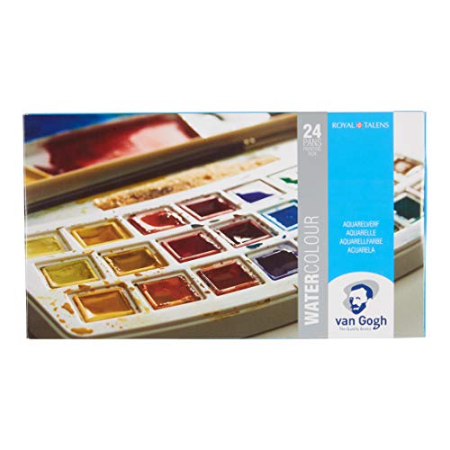 Royal Talens - Van Gogh Water Colour - Scatola Di Pittura In Plastica Da 24 Colori Con Pennello