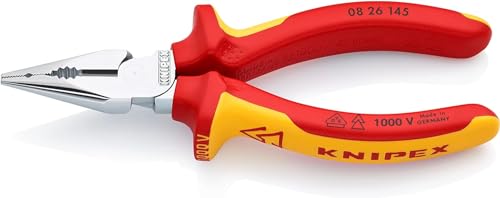 Knipex Pinza Universale Con Testa A Punta Cromata, Isolati Con Manici Rivestiti In Materiale Bicomponente, Collaudati Vde 145 Mm 08 26 145