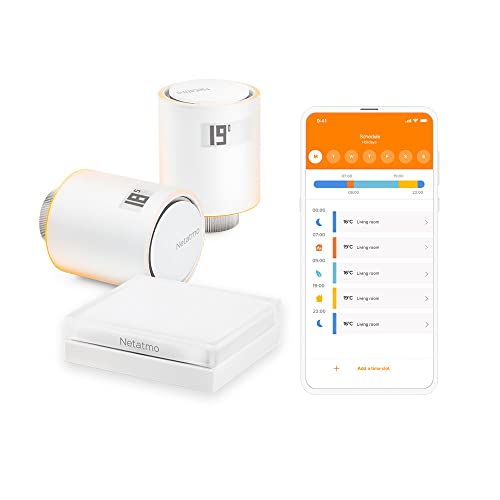 Netatmo Starter Pack Valvole Smart Wifi Per Radiatore, Controllo Remoto, Risparmio Energetico, Pacchetto Riscaldamento Collettivo, Compatibile Con Ama