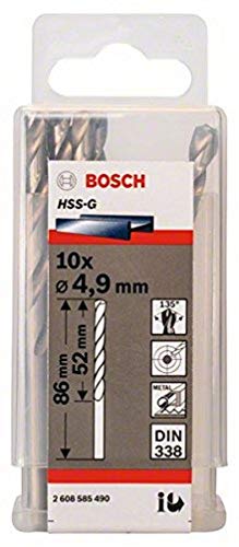 Bosch Professional 10X Hss-G Punta Per Metallo (Ø 4.9 Mm, Robust Line, Accessori Per Trapani)