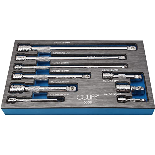 Cclife 9 Pezzi Set Di Prolunga Ribaltamento Prolunga Cricchetto Da 1/4 + 3/8 + 1/2 Pollici Per Chiavi A Bussola | Cr-V