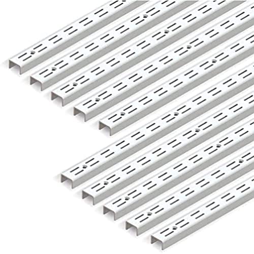 Emuca 7907912 Profilo Cremagliera Doppia Perforazione Passo 32Mm Per Supporti Di Mensola, Bianco, L 951Mm, Set Di 10 Pezzi