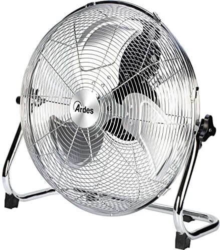 Ardes - Ar5C40B Ventilatore Da Pavimento Silenzioso 3 Pale E Velocita' Boxchrome 40 - Cromato Con Inclinazione Verticale E Comando Manuale