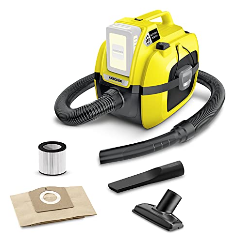 Kärcher Wd 1 Compact Battery - Bidone Aspiratutto Solidi Liquidi, Potente Aspirapolvere Portatile Da 200Aw, 1000W, Con Sacco, Giallo/Nero