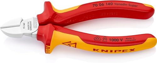 Knipex Tronchese Laterale Per Meccanica Cromata, Isolati Con Manici Rivestiti In Materiale Bicomponente, Collaudati Vde 140 Mm (Confezione Self-Servic