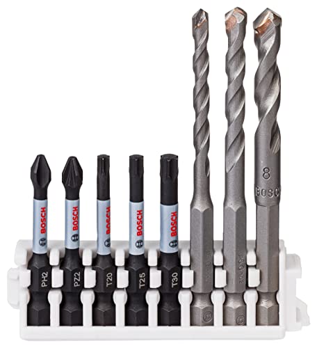 Bosch Home And Garden 8 Pz. Di Bit Avvitamento E Punte Hex-9 Ceramic Impact Control Set (Pick Click, Ph2/Pz2/T, Ø5/6/8Mm, Accessorio Avvitatore A Impu