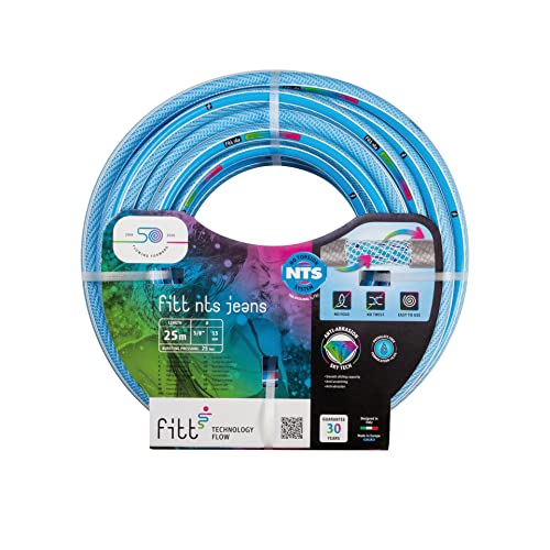 Fitt Nts Jeans 1/2" (12,5 Mm) 50 M - Tubo Azzurro Per Irrigazione Da Giardino, Robusto E Malleabile, Per Uso Intensivo