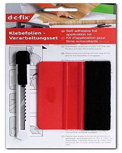 D-C-Fix Applicatore Pellicola Wrapping Kit - Con Spatola E Taglierino - Per Applicazione Ed Installazione Di Carta E Venile Adesiva Per Vetri Finestre