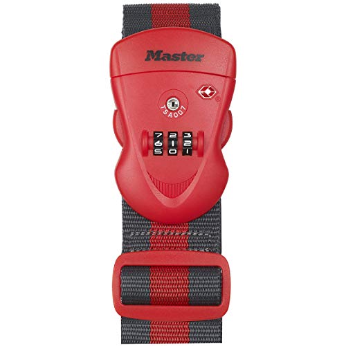 Master Lock 4702Eurdred Cinghia Per Bagagli Con Combinazione, Rosso, 190 X 6.5 X 4.8 Cm