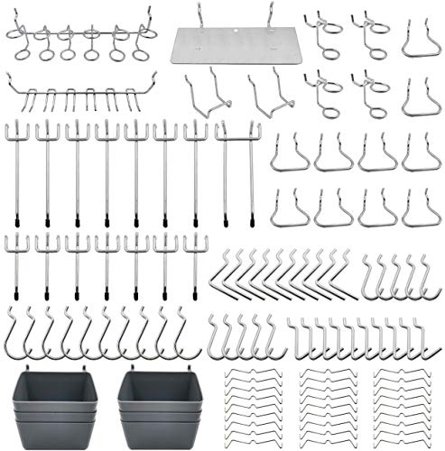 Frimoony Assortimento Di Ganci Per Pannelli Forati, Contenitori In Plastica, Serrature Per Organizzare Gli Strumenti, 140 Pezzi