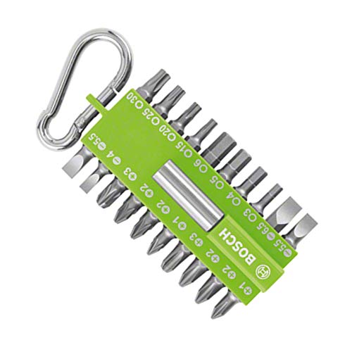 Bosch Set Di 21 Pezzi Bit Di Avvitamento Con Supporto Universale Per Bit Verde (Moschettone, Accessorio Per Avvitatore Elettrico)
