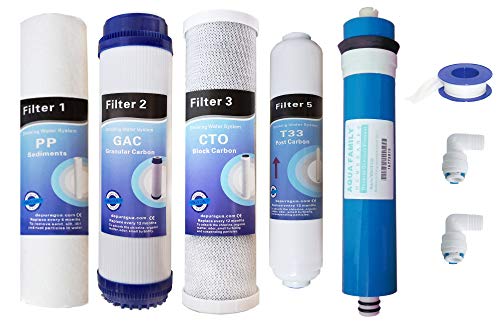 Depuragua - Kit Ricambi Osmosi Inversa | Filtrazione Acqua | Set Completo 5 Filtri | Resistente | Membrana 50 Gpd 200 Litri | Filtri Per Depuratore Os