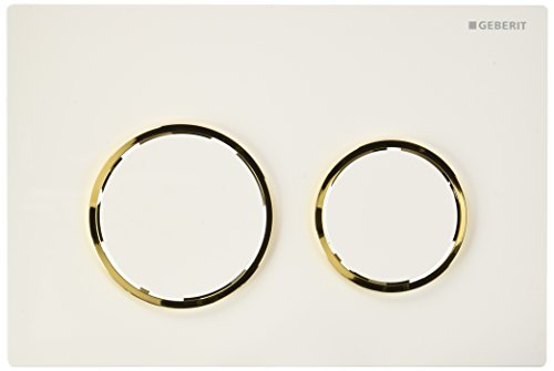 Geberit, Piastra Di Azionamento Per Cassette Di Risciacquo Ad Incasso Omega 20 115.085.Kk.1, 2 Flussi Di Risciacquo, Bianco/Oro, 115085Kk1