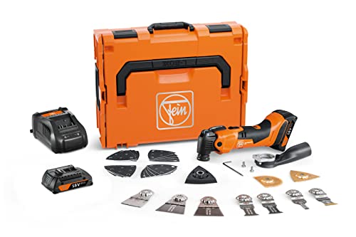 Fein Amm 500 Plus Top 2,0 Ah As Battery Multi-Tool (18 V, Incl. Kit Accessori + Batteria Da 2,0 Ah, Ampshare, Starlockplus, Per Tagliare/Levigare Legn