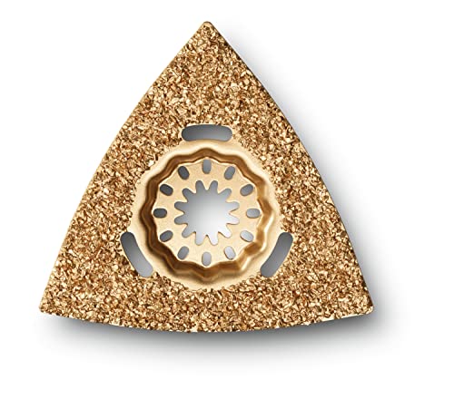 Fein Raspa In Metallo Duro Triangolare, Lunghezza Bordo 80 Mm, Attacco Starlock, Forata, Utilizzabile Anche Con Cuffia Di Aspirazione.
