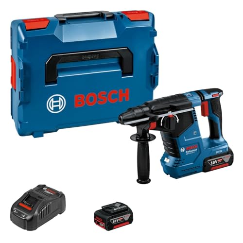 Bosch Professional 18V System Martello Perforatore A Batteria Gbh 18V-24 C (Con Sds Plus, 2 Batterie 5.0 Ah, Caricabatteria Gal 1880 Cv, In L-Boxx)