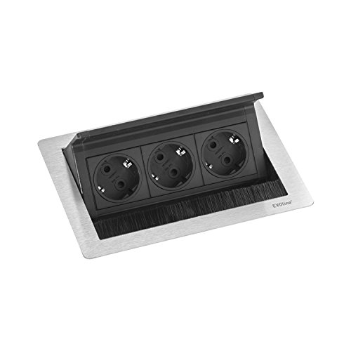 Schulte, Evoline Flip Top Push S 3 Prese Schuko, Acciaio Inox, 1 Pezzi, 1593 7010 1700