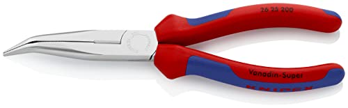 Knipex Pinza Per Meccanica - Con Becchi Mezzotondi Con Tronchese (Pinza A Becchi Di Cicogna) Cromata, Rivestiti In Materiale Bicomponente 200 Mm 26 25