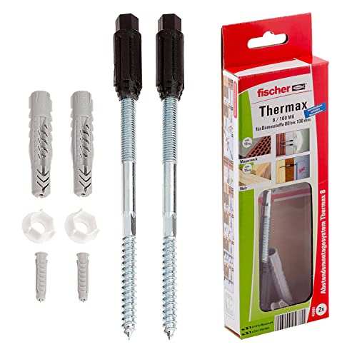 Fischer Thermax 8/100 M6 Kit 2 Pz Tasselli Per Fissaggio Su Cappotto Isolante Max 100 Mm, Carichi Medio Leggeri, 45681