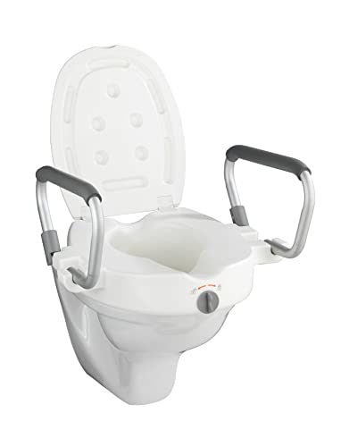 Wenko Sedile Wc Rialzato Con Braccioli Secura, Plastica, 5535 X 37.5 X 47.542.5 Cm, Bianco
