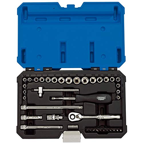 Draper 16464 - Set Di 40 Chiavi A Bussola Combinate Da 1/4", Colore: Blu