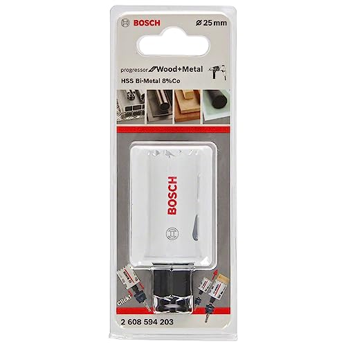 Bosch Professional 2608594203 Sega A Tazza For Wood & Metal, Legno E Metallo, Accessorio Per Foratrice, Ø 25 Mm