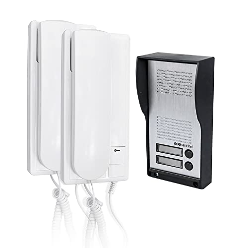 Scs Sentinel - Paf0007 - Citofono Audio A 2 Alloggiamenti - Citofono Con Filo Di Collegamento - 2 Combinati Interni, 1 Platino Di Rue Esterno, 2 Adatt
