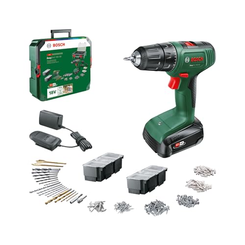 Bosch Home And Garden Easydrill 18V-40 Trapano Avvitatore A Batteria, Progetti Di Avvitamento O Foratura Su Legno, Metallo E Plastica, 241 Punte, 1 Ba