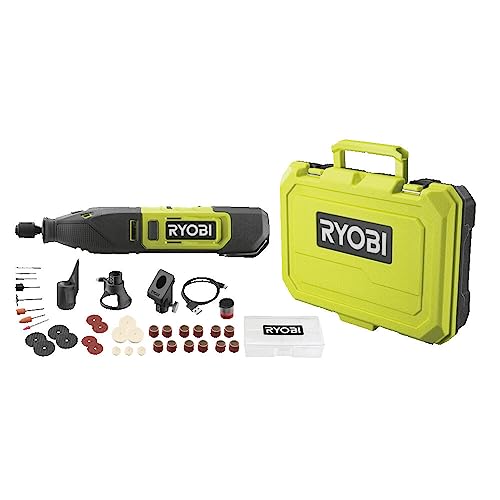 Ryobi Rrt12-120Ba335, Utensile Rotativo 12V Con 1 Batteria Al Litio Integrata Da 2.0 Ah, Valigetta Con 35 Accessori, 3 Guide Di Taglio, Attacco Da 3,2