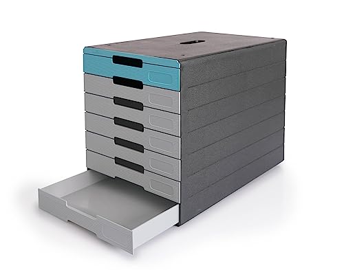 Durable Cassettiera (Idealbox Pro) 7 Cassetti, Include Etichette, Antracite/Rosso, 776303