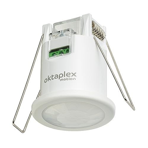 Oktaplex Ron Set Di 2 Rilevatore Di Movimento Da Incasso A Soffitto Piatto 360° / 8M Sensore Pirrilevatore Di Movimento Da Interno 3 Fili 230V Led Ada