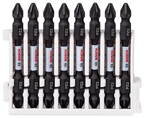 Bosch Professional 8 Pz. Di Bit Di Avvitamento Doppi Set Pozidriv (Impact Control, 8 X Pz2-Pz2 Bits, Lunghezza 65Mm, Pick And Click, Accessorio Avvita