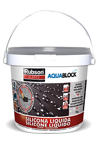 Rubson Aquablock Silicone Liquido Sl3000, Facile E Sicuro Da Usare, Per Impermeabilizzazione E Riparazione Di Tetti E Coperture Piani E Inclinati, Gua