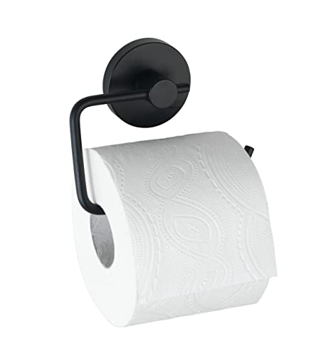 Wenko 24738 Portarrollos Sin Tapa Vacuum-Loc Milazzo, Negro, Lega Di Acciaio, Nero, 13,5 X 10,5 X 3,7 Cm
