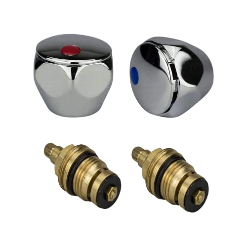 Sostituzione Standard Hot & Cold Tap 1/2 '' Tappi Testa Metallo Cromato Rosso E Blu Top Venduti In Coppia